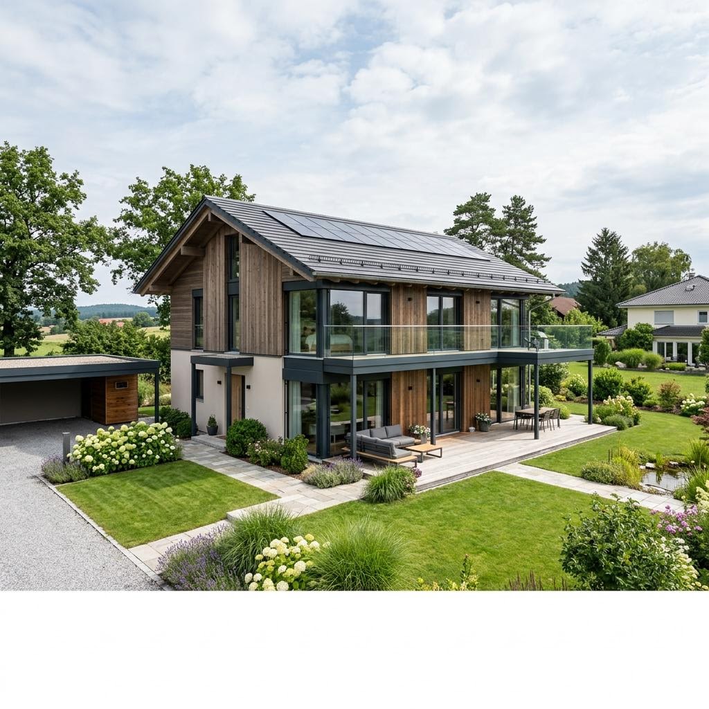 Luxusvilla & Designerhaus Haus Alpenchic von Baufritz — Holztafelbau mit 214 m²