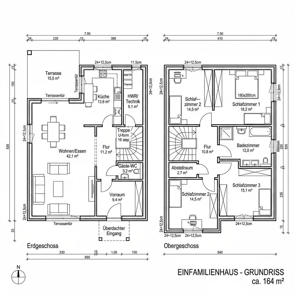 Grundriss Haus Aumüller von Baufritz — 164 m², 5 Zimmer