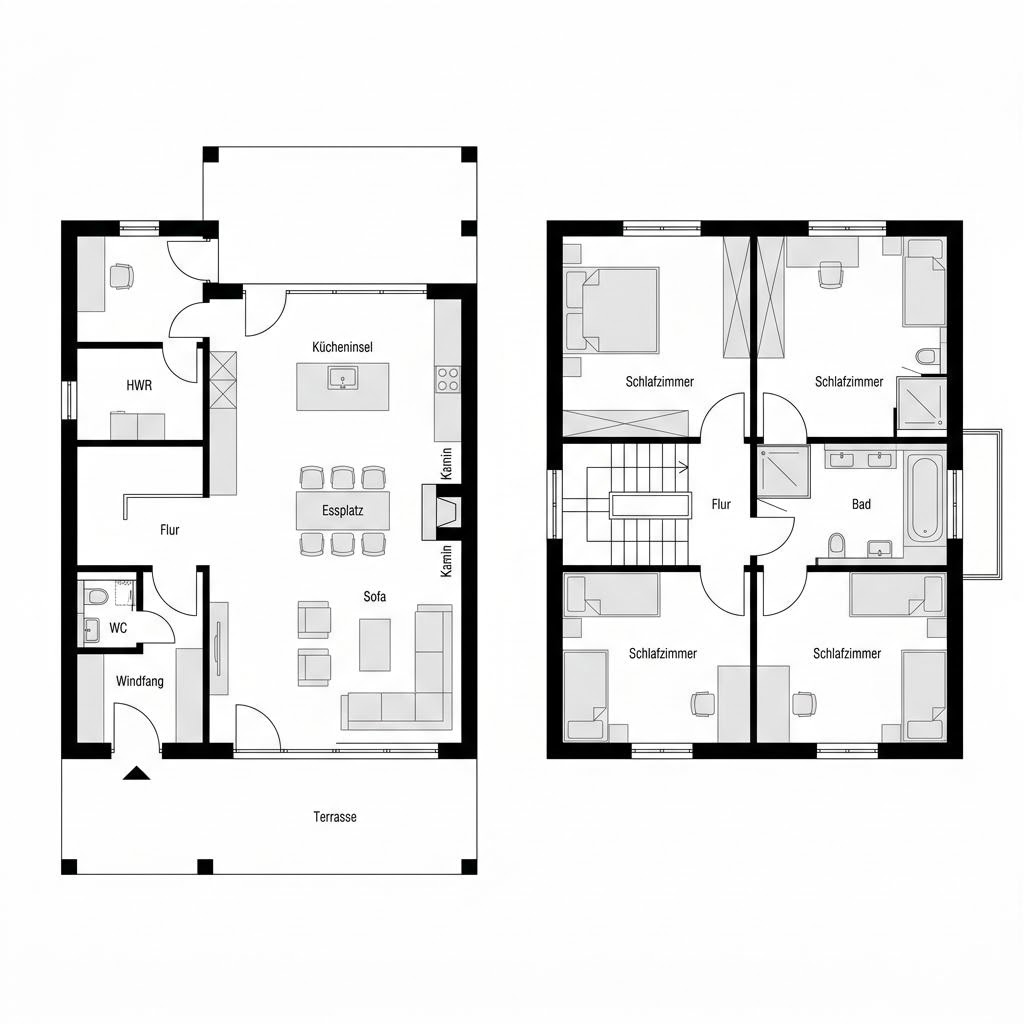 Grundriss Chalet Kampenwand von Chiemgauer Holzhaus — 142 m², 5 Zimmer