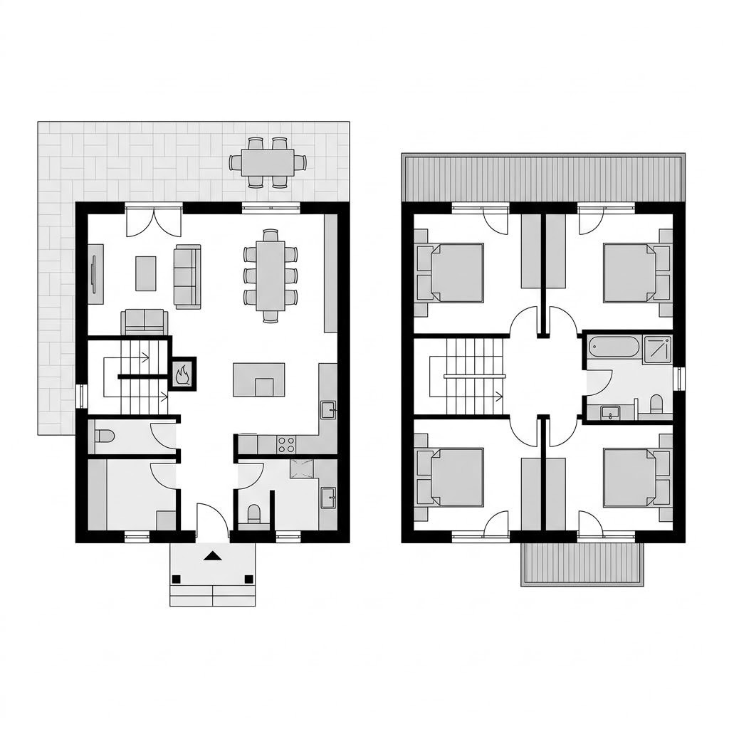 Grundriss Chalet Rauschberg von Chiemgauer Holzhaus — 126 m², 4 Zimmer