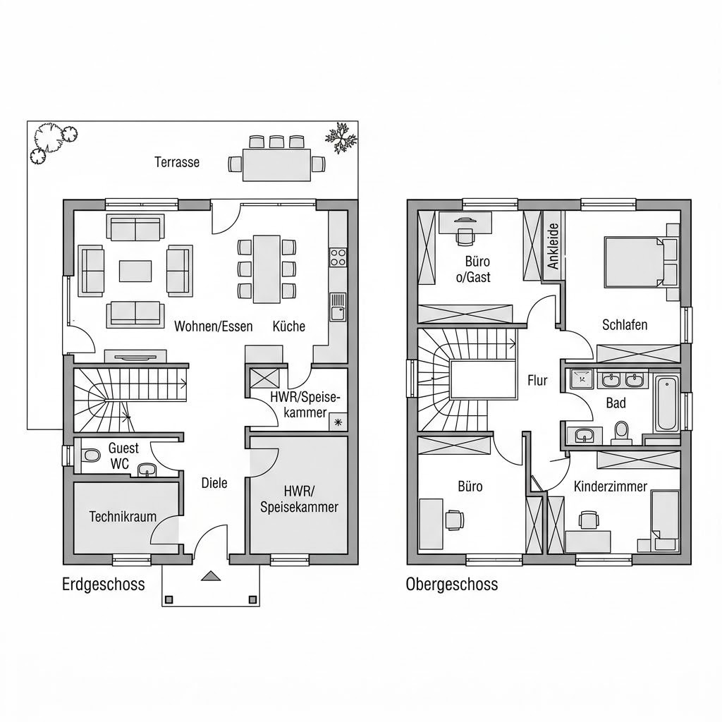 Grundriss Villa Cortina 185 von DAVINCI HAUS — 185 m², 6 Zimmer