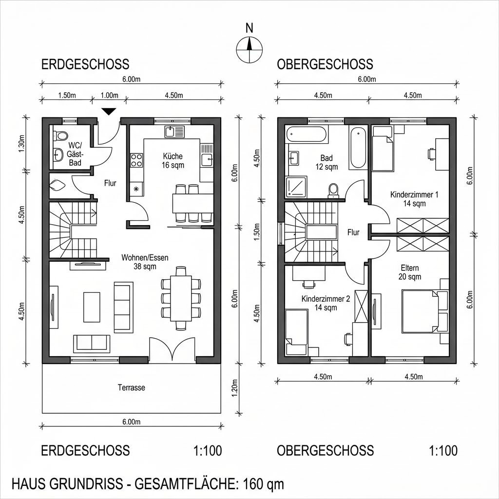 Grundriss Casa Vita 160 von Rubner Haus — 160 m², 6 Zimmer