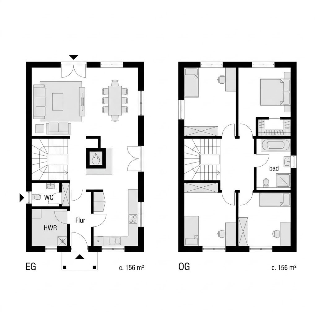 Grundriss Chalet Bergli von Fjorborg Holzhäuser — 156 m², 5 Zimmer