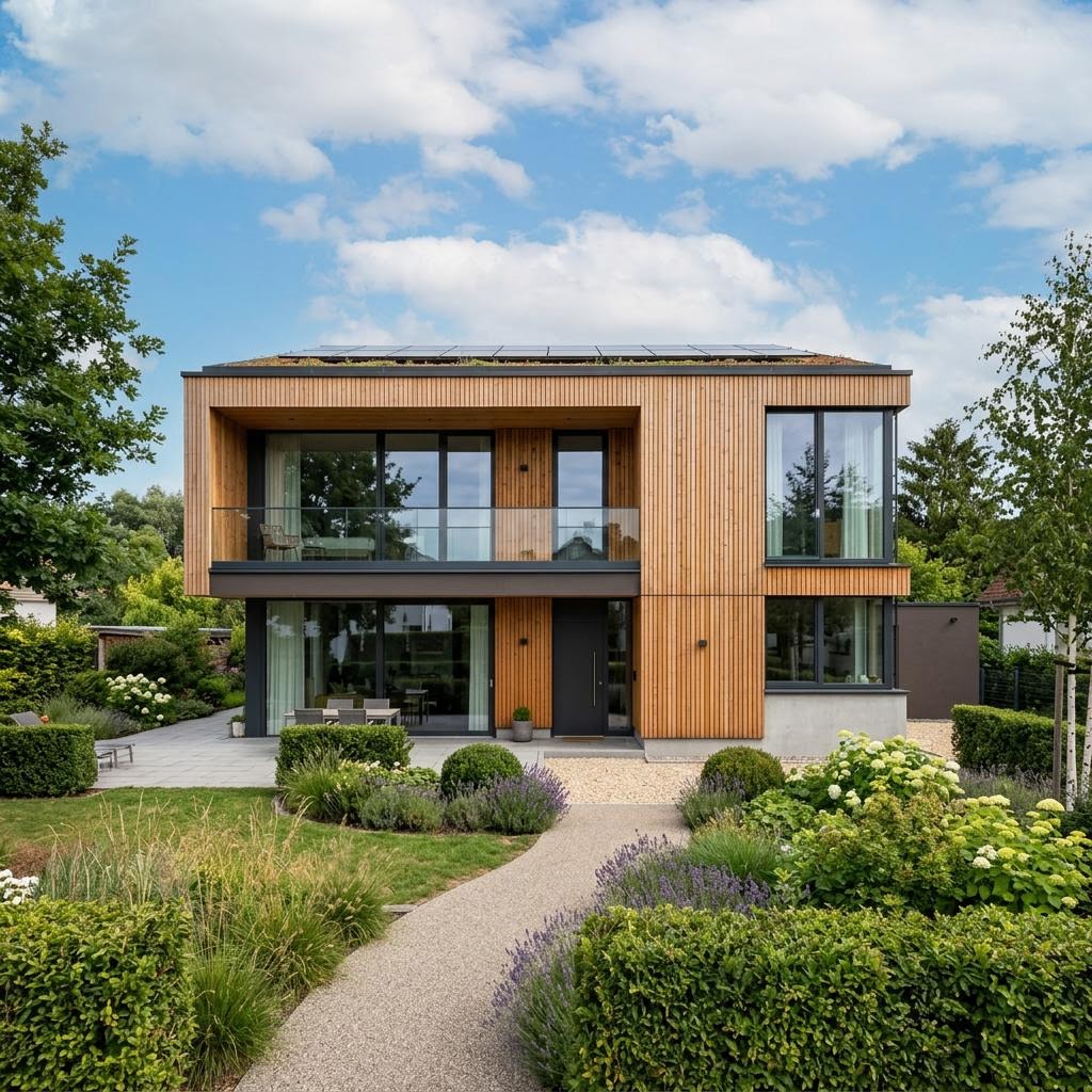 Flachdachhaus Bauhaus 168 von ARGE-HAUS — Fertighaus in Holztafelbau mit rund 168 m²