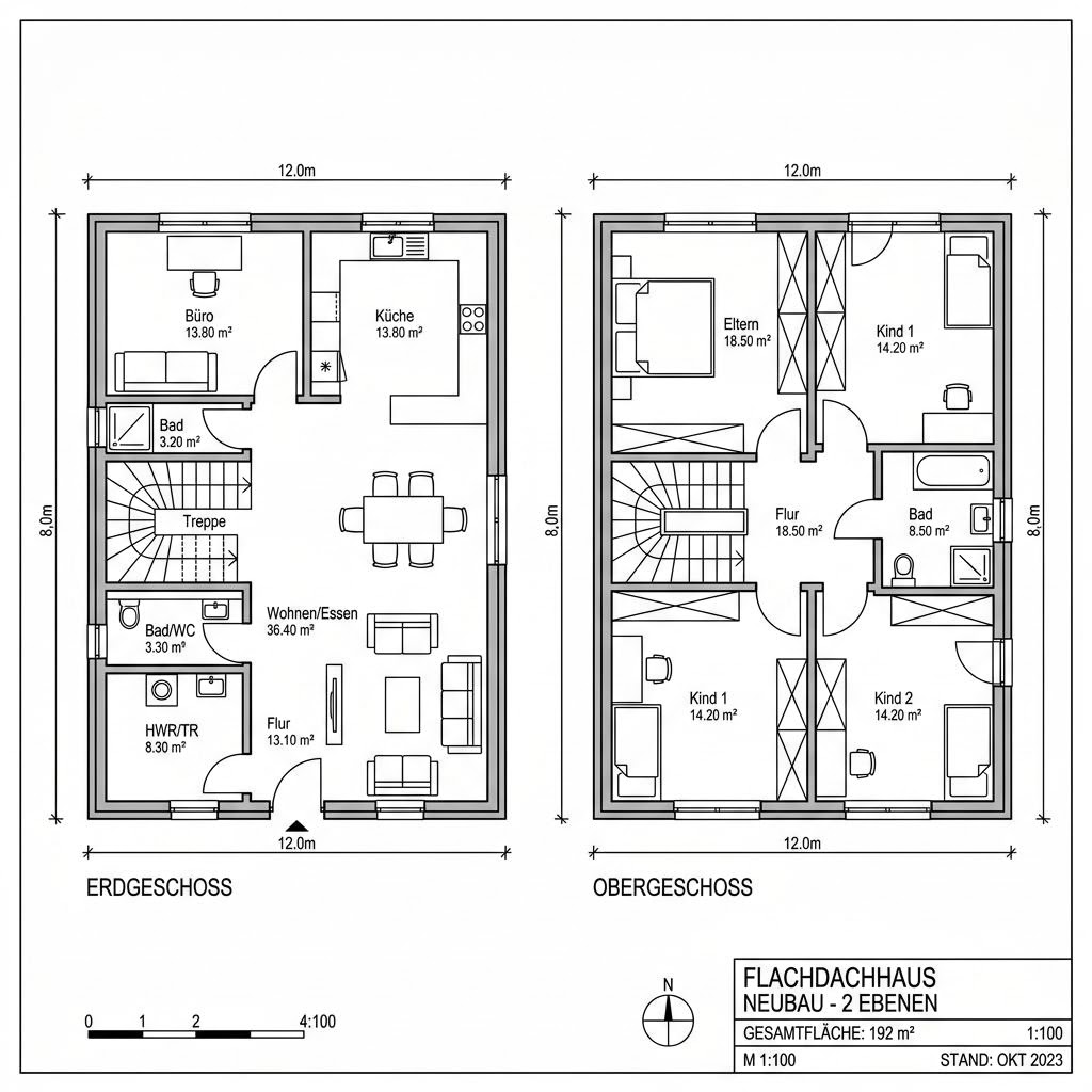 Grundriss Bauhaus 192 von ARGE-HAUS — 192 m², 6 Zimmer