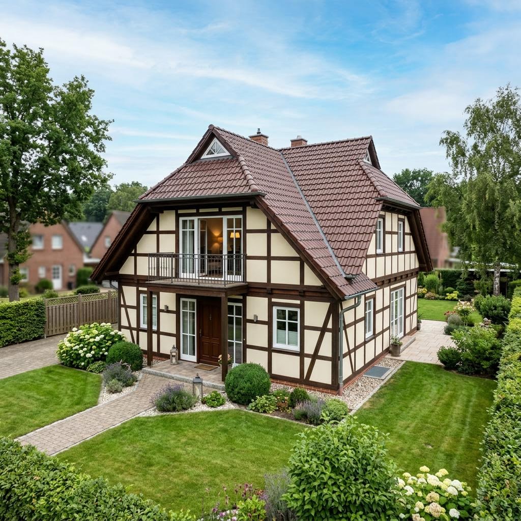 Fachwerkhaus Hallenhaus 172 von Fuhrberger Fachwerkhaus Fachwerkhaus Hallenhaus 172 von Fuhrberger Fachwerkhaus — Holzskelettbau mit Krüppelwalmdach und 172 m²