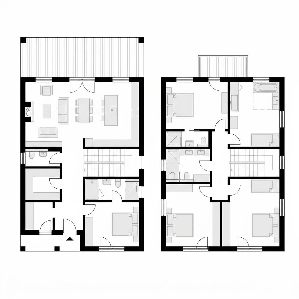 Grundriss Chalet Ammergau von Fullwood Wohnblockhaus — 170 m², 6 Zimmer