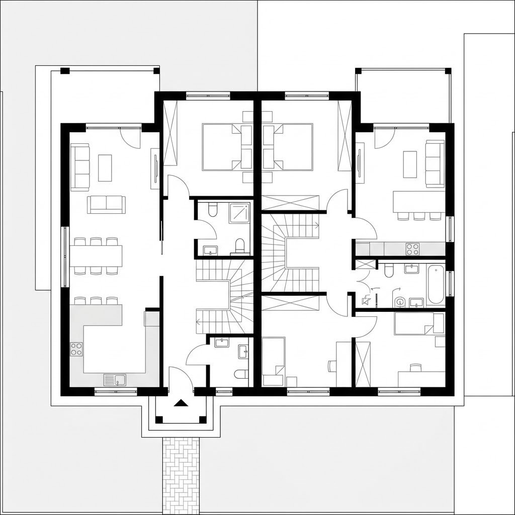 Grundriss Zweifamilienhaus O 212 von haas-haus — 212 m², 8 Zimmer