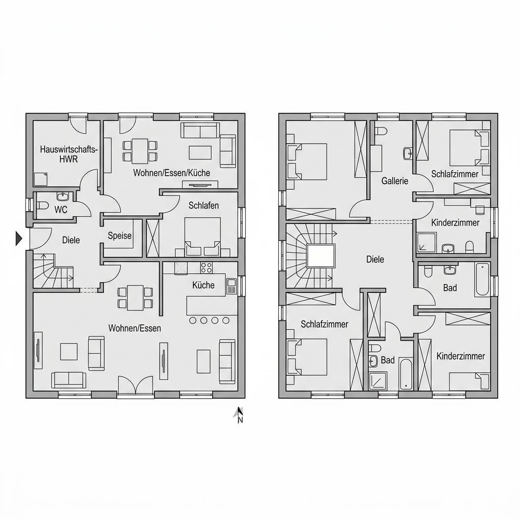 Grundriss Mehrgenerationenhaus Variant Generation 234 von Hanse Haus — 234 m², 8 Zimmer