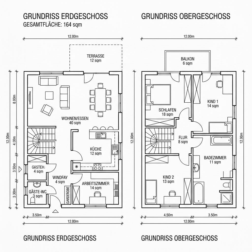 Grundriss Tegernsee von Isartaler Holzhaus — 164 m², 6 Zimmer