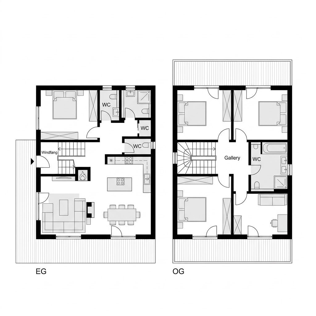 Grundriss Chalet Nordkette von Honka — 138 m², 5 Zimmer