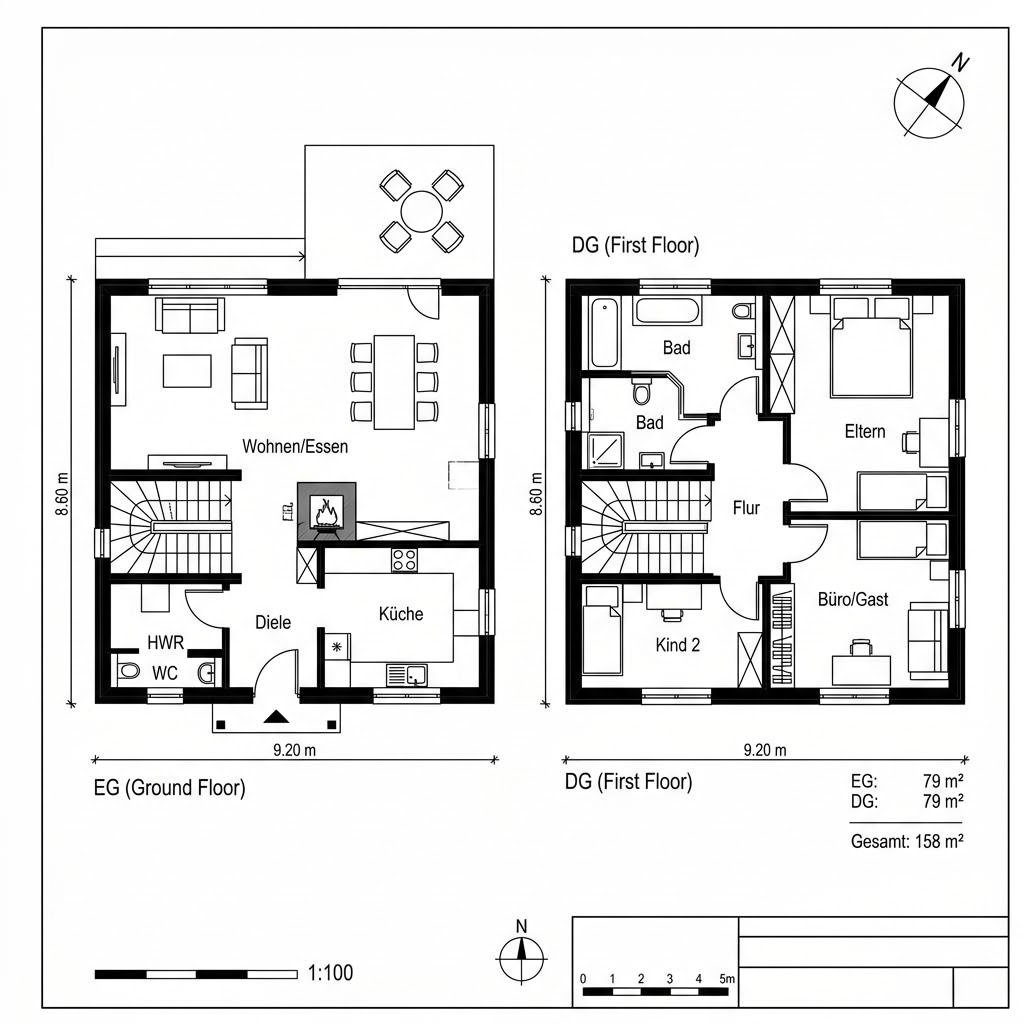 Grundriss GRIFFNER Kubus von GRIFFNER — 158 m², 5 Zimmer