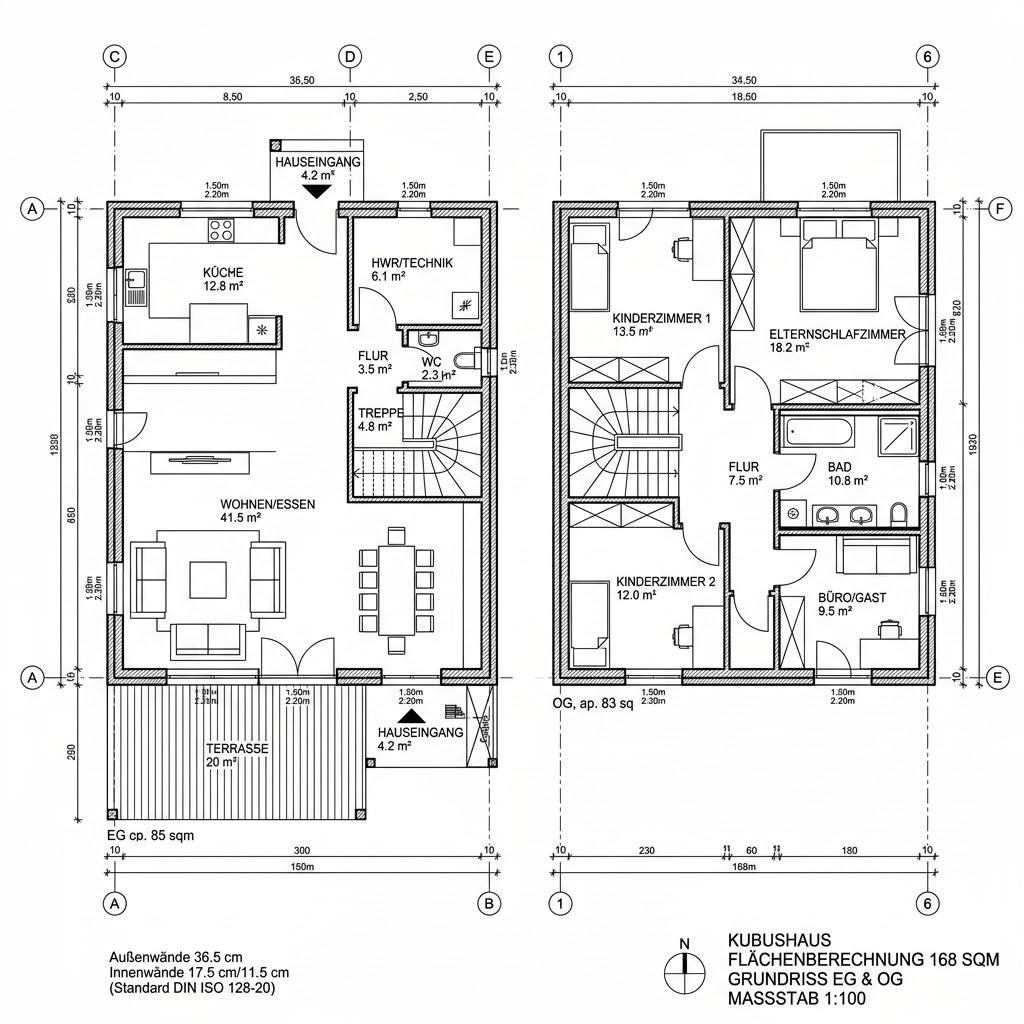 Grundriss Kubus Vista 168 von GRIFFNER — 168 m², 5 Zimmer