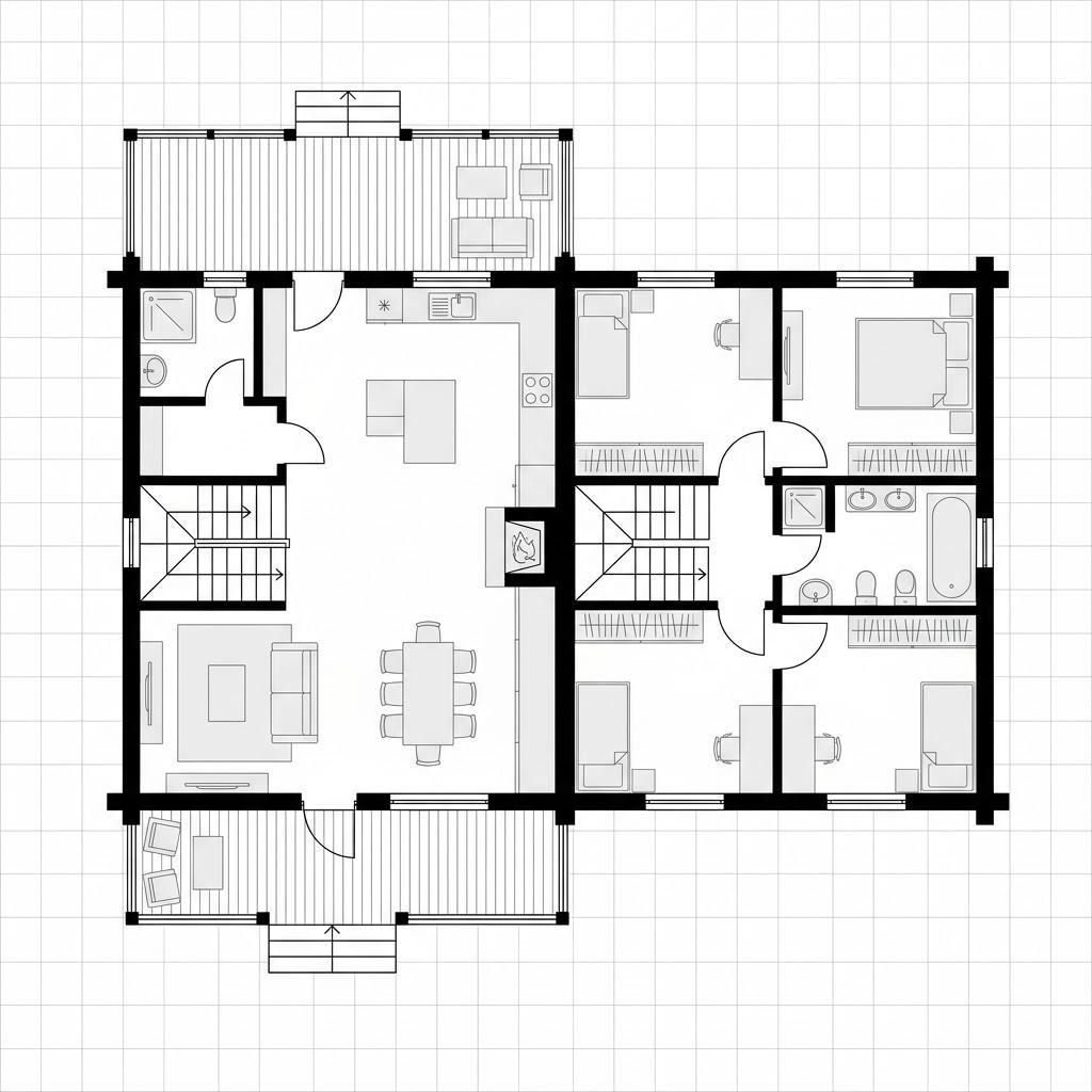 Grundriss Chalet Wetterstein von LéonWood — 124 m², 4 Zimmer