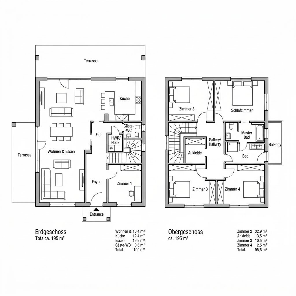 Grundriss Villa Panorama 195 von DAVINCI HAUS — 195 m², 5 Zimmer