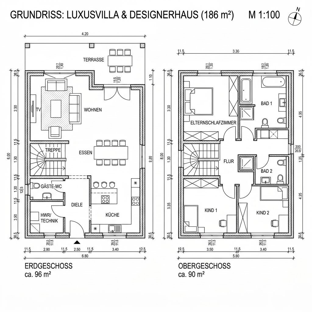 Grundriss MODUM 8 Beispiel 9 von HUF HAUS — 186 m², 5 Zimmer