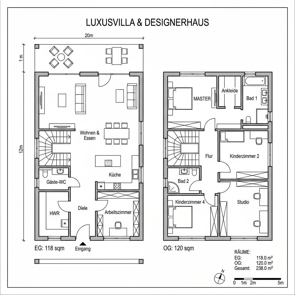 Grundriss Villa Riva 238 von Meisterstück-HAUS — 238 m², 6 Zimmer