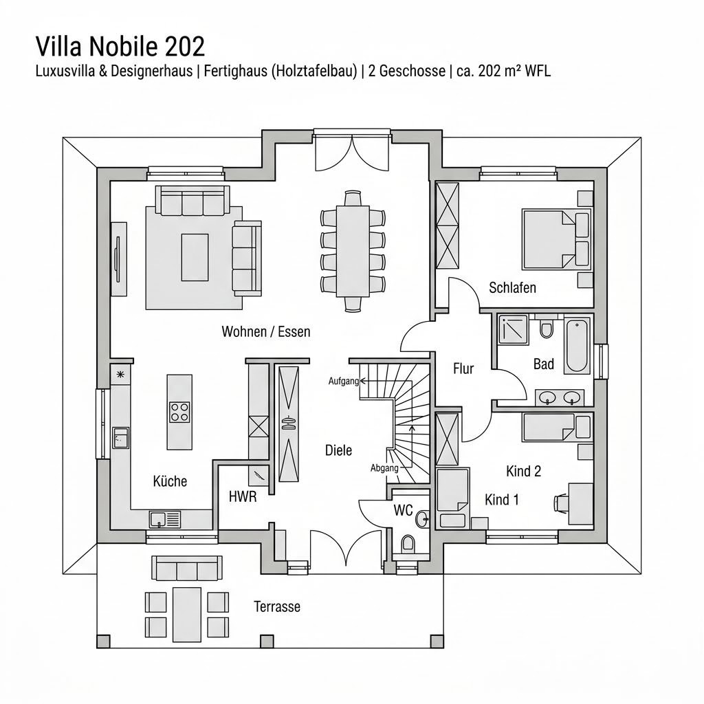 Grundriss Villa Nobile 202 von Meisterstück-HAUS — 202 m², 6 Zimmer