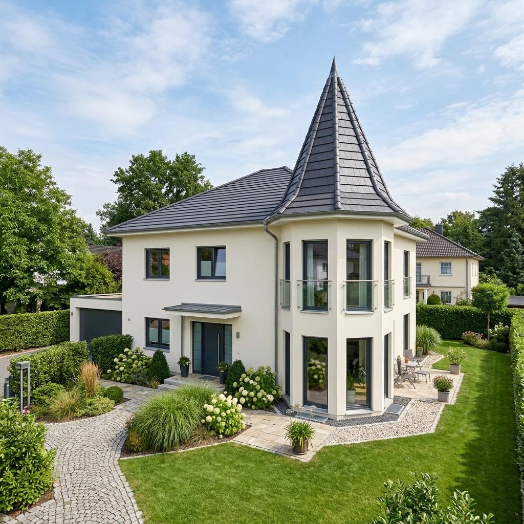 Villa Turm 158 von RENSCH-HAUS Stadtvilla Villa Turm 158 von RENSCH-HAUS mit Turmdach — 158 m²