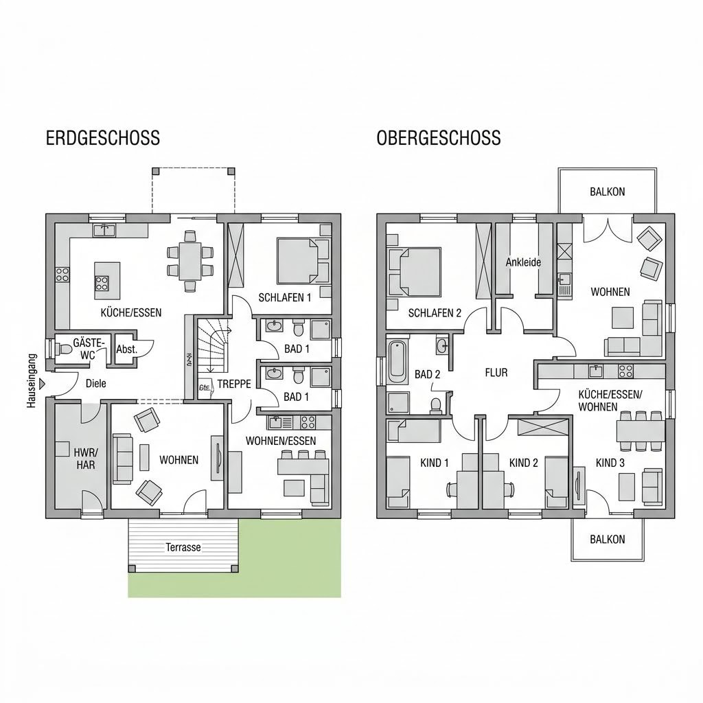 Grundriss Mehrgenerationenhaus Solitaire Generation 228 von Schwabenhaus — 228 m², 8 Zimmer