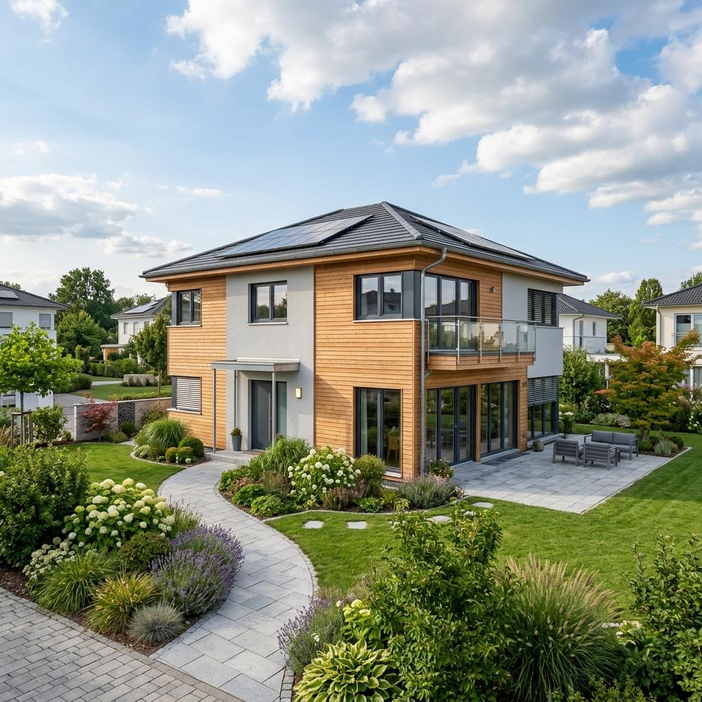 Stadtvilla Eiche 168 von Frammelsberger Holzhaus — Holzstadtvilla mit sechs Zimmern und 168 m²