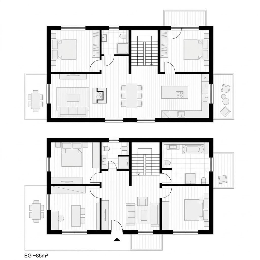 Grundriss Chalet Bergquell von Stommel Haus — 162 m², 6 Zimmer