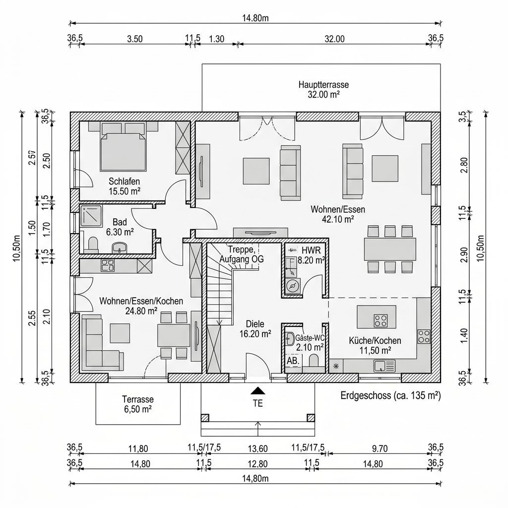 Grundriss Generation 5.0 250 von WeberHaus — 250 m², 8 Zimmer