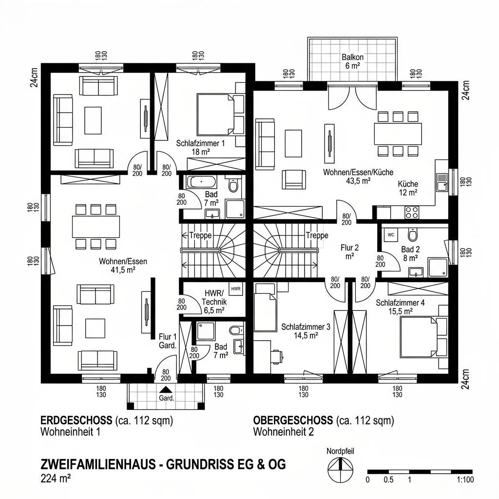 Grundriss Twin Invest 224 von Keitel-Haus — 224 m², 7 Zimmer