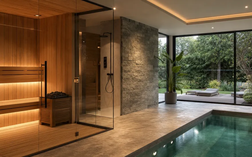 Wellness- und Spa-Bereich einer Villa mit Ruhebecken
